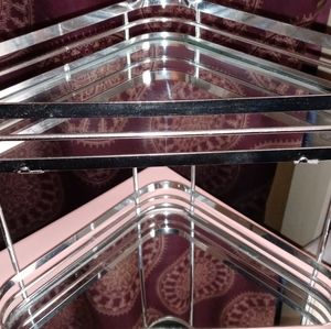 Mirrored chrome corner vanity shelves